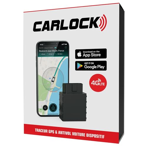 CARLOCK 4G Traceur GPS & Alarme Voiture. Antivol Voiture. P&eacute;riph&eacute;rique et Application. G&eacute;olocalisation v&eacute;hicule en Temps r&eacute;el en Vous informant imm&eacute;diatement de Tout comportement Suspect. OBD