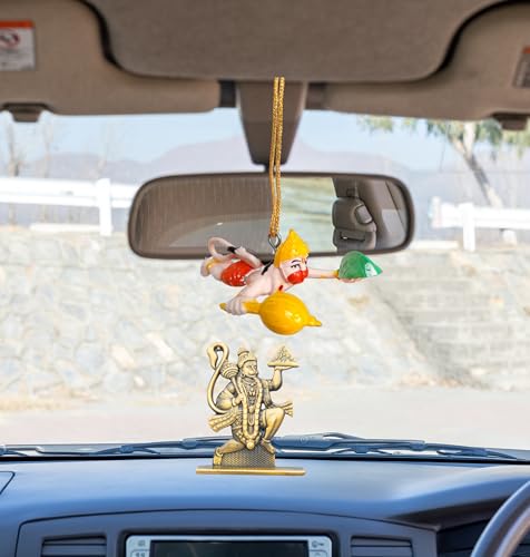 Image of Combo of Unique Hanumanji Blessing Idol with Double Sided Design l & Hanuman Car Hanging Ornament |Bajrangbali Murti for Home Temple,Office,Gift for Good Luck (Pack of 02)