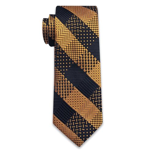 Image of YourTies Striped Plaid Ties for Men Silk Formal Necktie Set | 3.15 inch(8cm) Woven Jacquard Mens Ties with Necktie Pocket Square Cufflink Tie Clip Lapel Pin for Wedding Business Party
