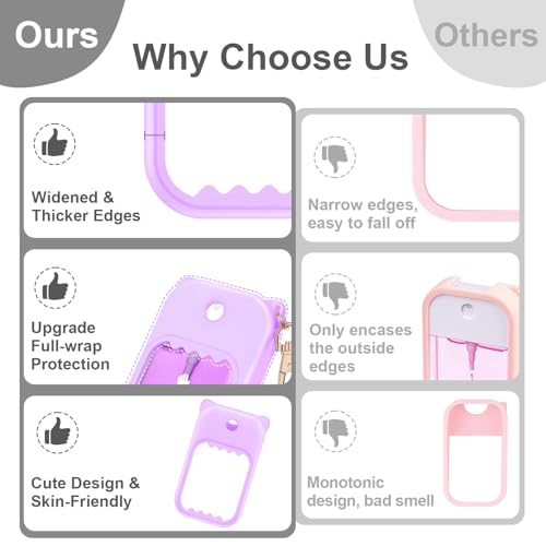 3Pcs Hand Sanitizer Spray Case for Touchland Silicone Touchland Case Keychain Cute Hand Sanitizer Spray Holder Compatible with Touchland Power Mist Gentle Mist Glow Mist (Pink & Purple & Blue)4