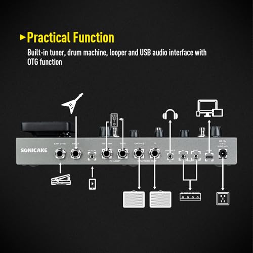 Image of SONICAKE QME-100 Matribox II Guitar Effect Pedal Multi-Effects Processor with Expression Pedal Guitar Bass Amp Modelling IR Cabinets Simulation FX Loop MIDI Stereo OTG USB Audio Interface