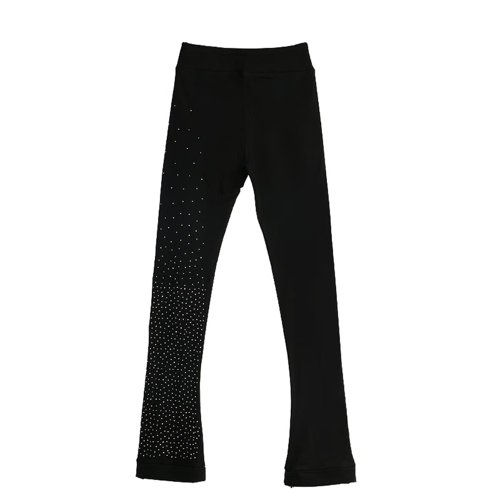 LIUHUO Figure Skating Pants Black Diamond Waist Adjustable Training Pants Girls