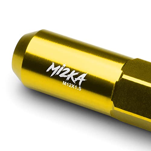 Image of Gold 20 PCS M12x1.5 Lug Nuts 60mm Extended Tuner Aluminum Wheels Rims Cap WN02