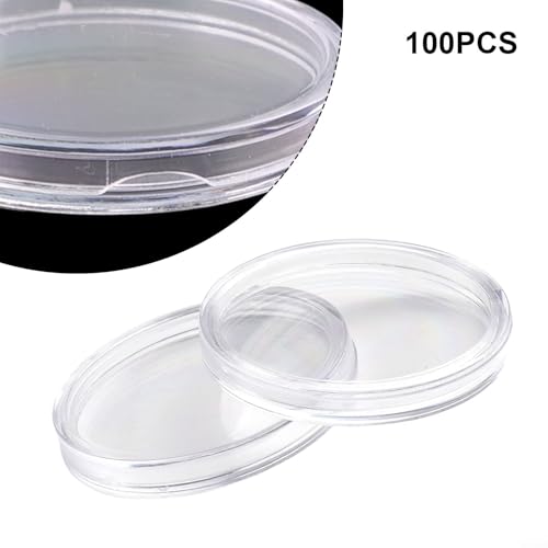 Cajas transparentes para monedas, 200 piezas, 32 mm diámetro interno miniatura 5