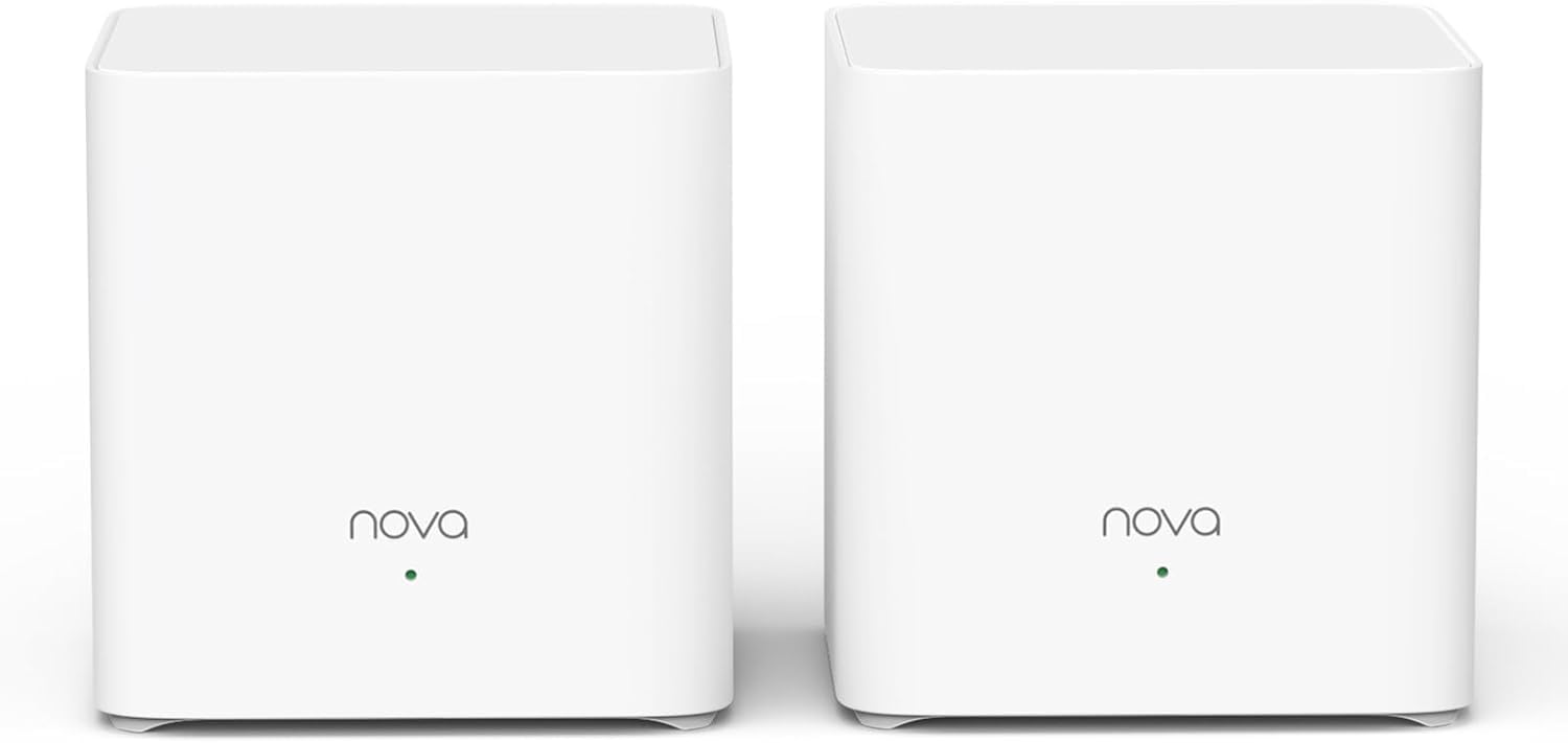 Tenda Nova Mesh MX3 (2-​Pack) - Mesh WiFi 6 AX1500, Router Repetidor WiFi de Doble Banda 2,​4 GHz/​5 GHz, Cobertura hasta 180 m², 2X Puerto Gigabit por Unidad, MU-​MIMO, OFDMA