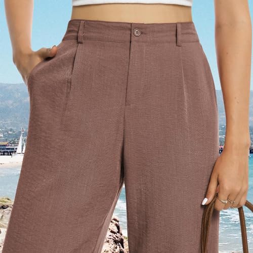 Women Wide Leg Dress Pants High Waisted Button Down Straight Pants Loose Casual Work Trousers Fall Business Clothes4