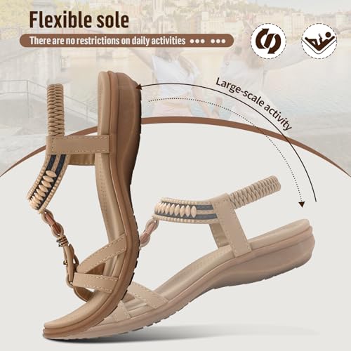 Image of Littleplum Womens Sandals Comfort Arch Support Sandals Summer Walking Shoes Casual Ankle Elastic Flip Flops Shoes