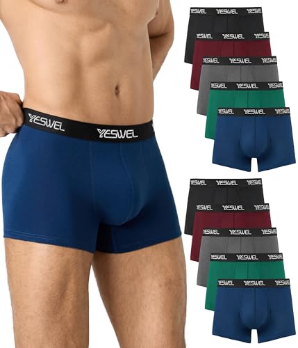 YESWEL Baumwolle Boxershorts Herren 10er Pack Atmungsaktive Unterhosen Männer Ohne Kratzenden Zettel Unterwäsche und Retroshort(Mehrfarbig 01 L)
