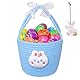 Osterkörbchen Kinder mit Henkel, Osterhasen Osterkorb Osternester zum Befüllen Osterkorb Hase Ostern Ostergeschenk für Ostereiersuche-Korb Frühlingspicknick Partygeschenke (Blauer Korb + weißer Hase)