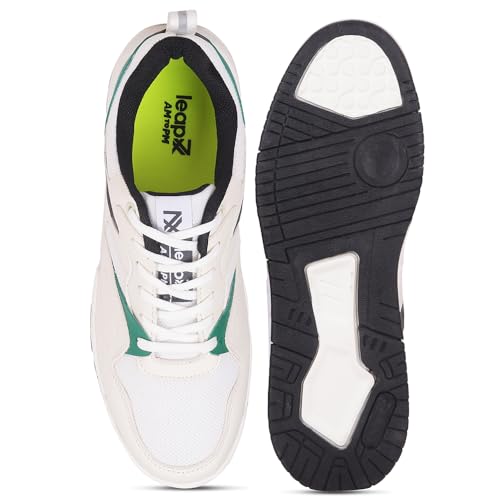 Image of Liberty LEAP7X LORDSTEP-E Casual Shoes for Men - White & Light Grey Lace-Up Sneakers | Memory Foam Cushioned Insole, Lightweight Sneakers for Office, College, Smart-Casual & Everyday Use