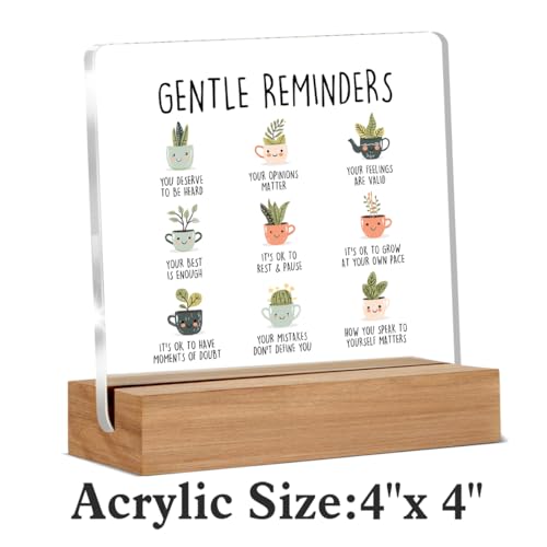 Inspirational Mental Health Gifts for Women Men, Positive Affirmations Gifts, Gentle Reminders Therapy Office Decorative Signs Plaque for Desk