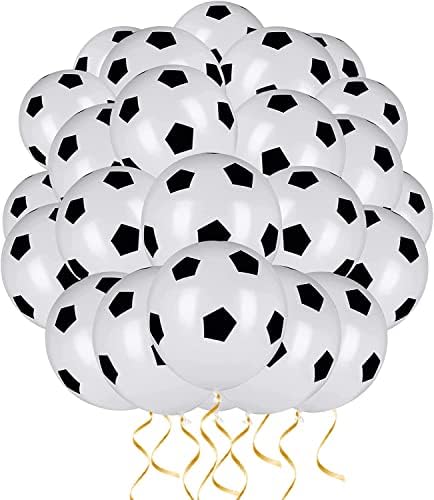 16 Pcs Black Soccer Latex Balloons 12 Inch Football Balloons,Black White Soccer Balloons,Birthday Balloons for Sport Theme PartyWorld Cup Party Kids Birthday PartyFootball Fans Party Supplies