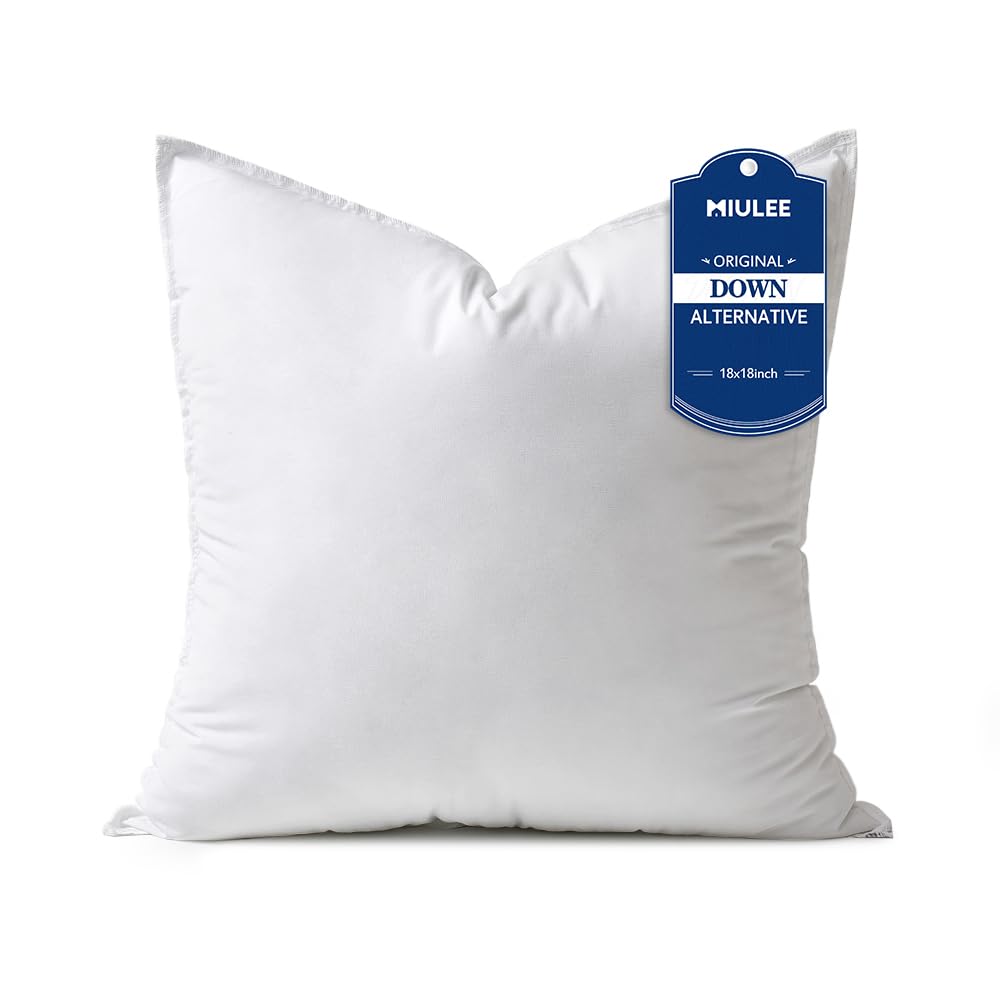 miulee 18x18 down alternative pillow insert decorative throw pillow 18 inch body pillow bed sleeping pillow ultra soft fluffy pillow form for sofa couch bed
