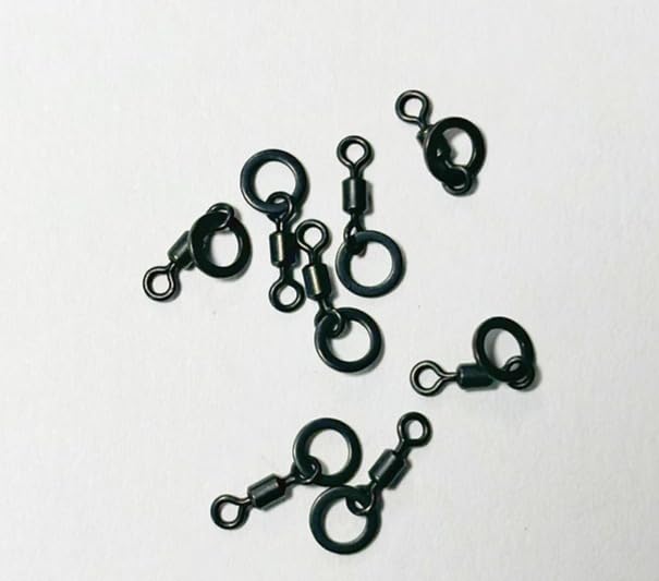 Snide Tackle, Micro Ring Giratorio Tamaño 20, Negro Paquete de 10, Pesca de Carpa