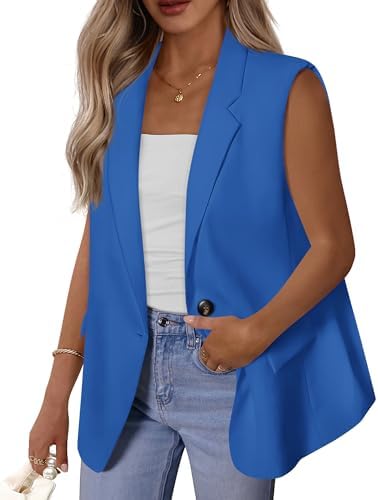 BTFBM Blazers For Women Open Front Button Loose Vest Tops For Women Work Business Casual Outfits Summer Fashion 2026