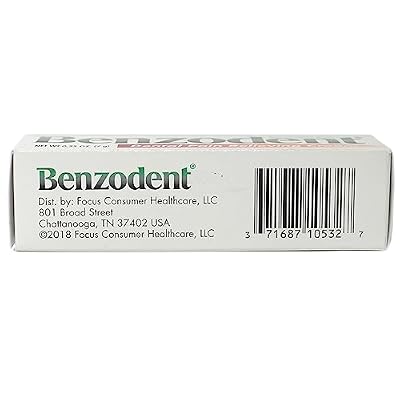 Benzodent Dental Pain Relieving Cream Benzocaine 20% for Dentures & Braces, 0.25 oz (Pack of 3)