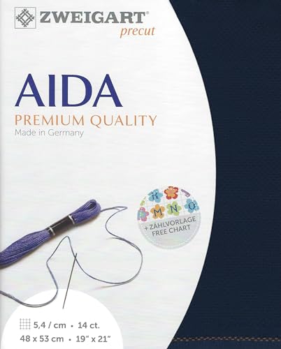 Image of Wizardi Stern-Aida 14 Count Navy. Needlework Canvas, Cross-Stitch Fabric, Embroidery Cloth, Needlepoint Canvas. 3706 /589 Precut Zweigart
