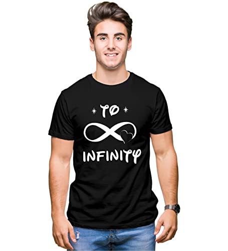 Image of Hangout Hub Men's & Women's Round Neck T-Shirt-To Infinity & Beyond-Pack of 2-Couple T-Shirts