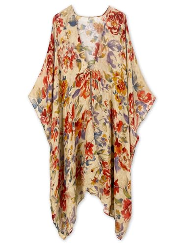 Image of Spicy Sandia Kimonos for Women Floral Beach Cover Up Loose Swimsuit Bathing Suit Coverup Cardigan for Summer Swimwear