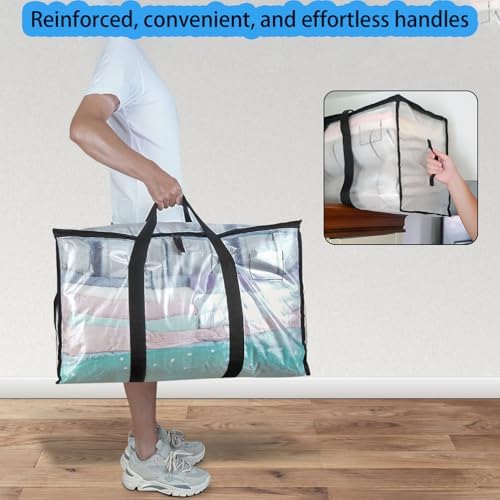 Extra Large Heavy Duty Moving Bags - Waterproof Duffle with Backpack Straps, Ideal for College Dorms & Oversized Clothes, 3 Pack with Strong Handles & Zipper
