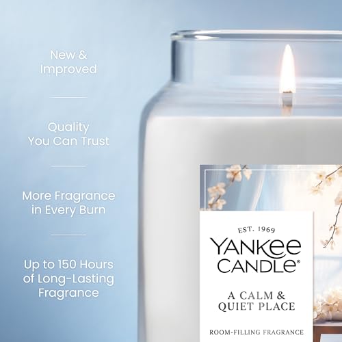 Yankee Candle Large Jar Scented Candle with up to 150 Hour Burn Time, Premium Plant Wax Blend for Consistent Burn, 22 oz Jar Candle with Room Filling Fragrance, A Calm & Quiet Place