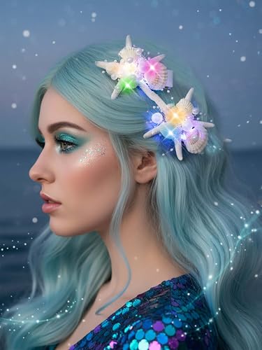 Pinzas para el pelo de estrella de mar luminosa Woeoe para fiestas de playa 2