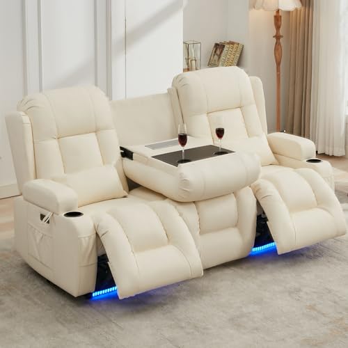 Image of URRED Wall Hugger Power Recliner Sofa with Massage and Heat,Irovy