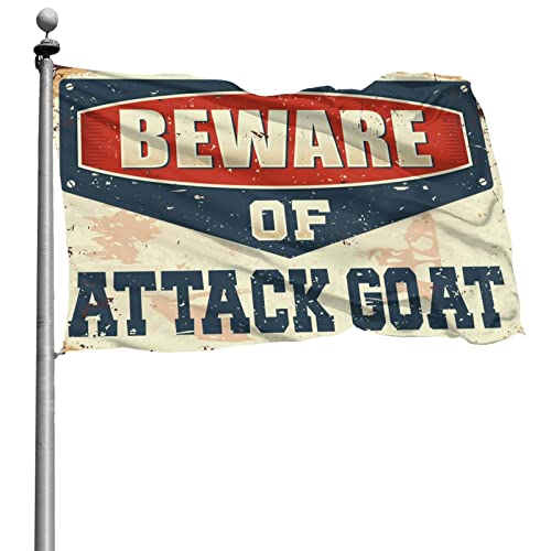 面白い 寮の旗 Beware of Attack ヤギの旗 男の子 裏庭の装飾用 (サイズ:30X45cm)