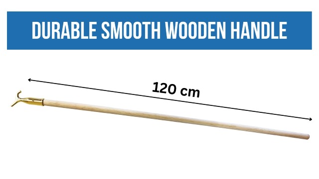 Window Pole Opener and Loft Ladder Pole with Hook | 118cm Smooth Wooden Window Opener Rod with Brass Pole Hook Suitable for Sash or Velux Windows, Attic, Loft Hatch, and Blinds