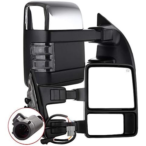FEIPARTS Tow Mirrors Fit for 1999-2007 for Ford for F250/for F350/for F450/for F550 Super Duty Rearview Mirrors with Power Adjusted Heated Chrome Turn Signal Light Cover
