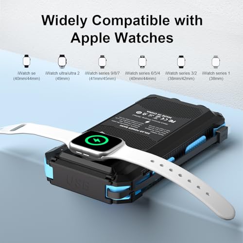 Image of Solar Charger Power Bank 49800mAh Wireless Portable Phone Charger, 𝗣𝗗𝟭𝟴𝗪 𝐐𝐂𝟑.𝟎 Fast Charging Built in 4 Cables with USB C 6 Outputs & 2 Inputs for Cell Phone