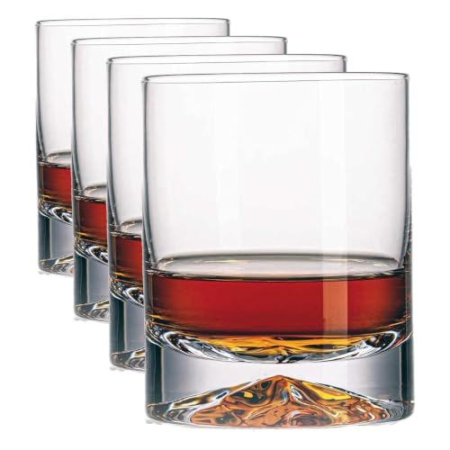 Image of JBHO Hand Blown Crystal Double Old Fashioned Cocktail, Solid Whiskey Glasses, Rocks Glasses, Lowball Glasses - 12 Ounce - set of 2 - Perfect Size for Oversized Ice Cubes (Pack of 4)