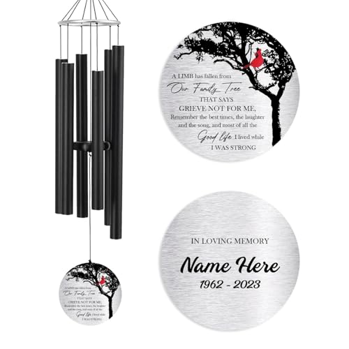 Image of ASTARIN Personalized 30 inch Memorial Wind Chimes for Outside, Bereavement Gift in Remembrance of a Loved One, Sympathy Gift for Loss of Mother Father Husband, Garden Patio Decor