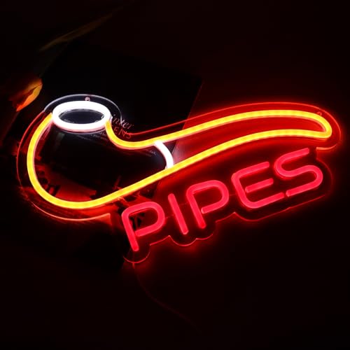 Image of Smoke Shop Neon Sign for Smoke Shop or Store Advertising,Man Cave Light,Home Bar or Garage Decor,Vibes Light for Pub,Smoking Lounge.Red and Orange.