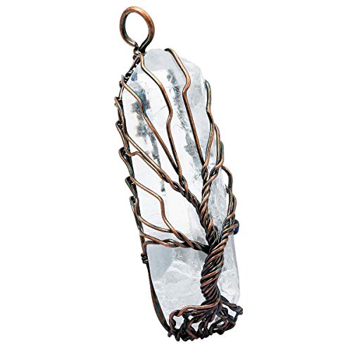 Pendentif Arbre de Vie KYEYGWO en cristal de roche de haute qualité et fil cuivré