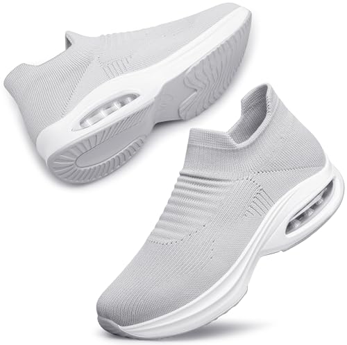Image of DOUSSPRT Womens Walking Shoes Slip on Sock Sneakers Lady Girls Nurse Mesh Air Cushion Platform Loafers Fashion Casual