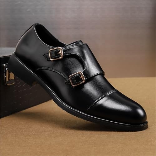 Men's Oxford Shoes Single Buckle Monk Leather Evening Slip On Plain Toe Business Working Office Anti-Slip Non Slip Rubber Sole Block Heel Shoe3