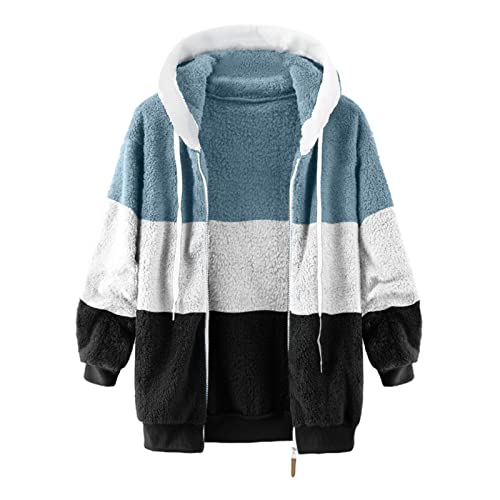 Damen Fleecejacke Warme Bequem, Winterjacke Stylisch Funktional, Winter Warm Lose Plüsch Zip Hooded Jacke, Plüschjacke Elegant Schick, Sale Angebote Teddyjacke Lässig Tolle Steppjacke