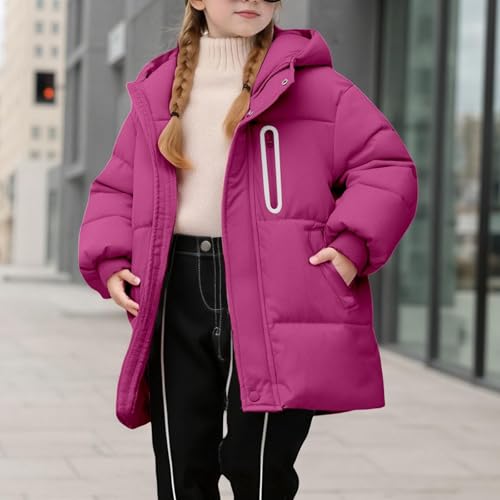 Girls Thick Hooded Down Jackets Kids Knee Length Lightweight Winter Outwear Zip up Padded Quilted Puffer Coats2