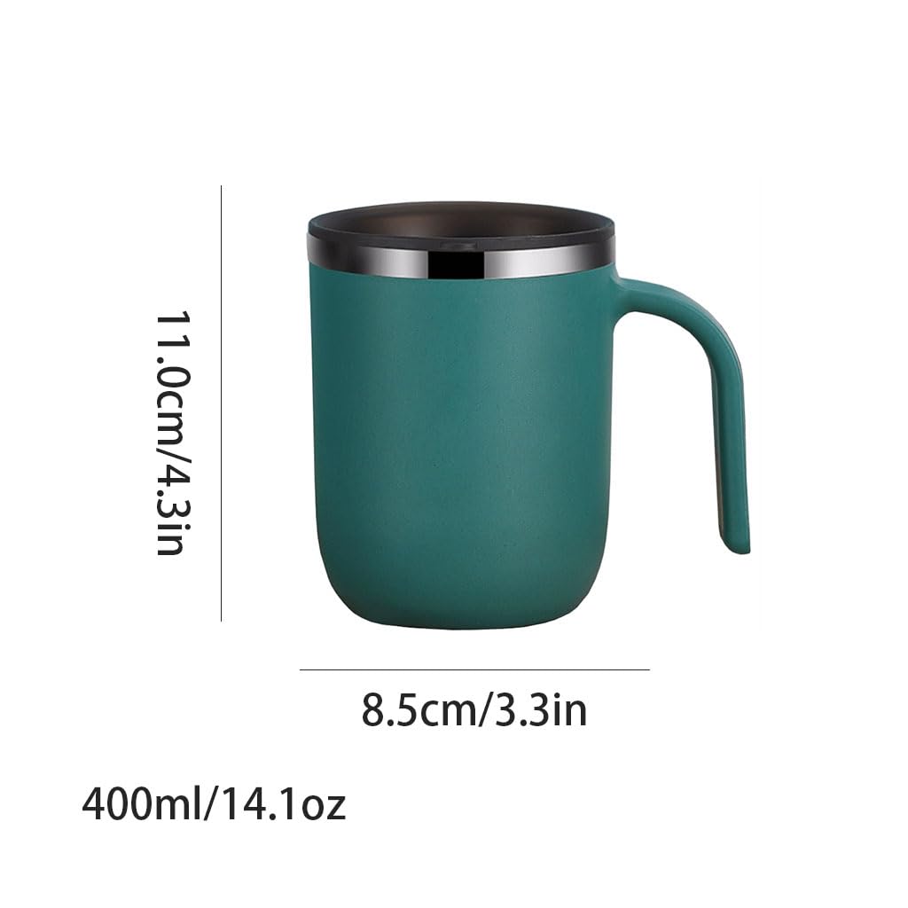 Taza de café aislada para Oficina en casa, Taza de Acero Inoxidable con Tapa y asa, Tazas de Leche Creativas, Taza para Beber de 400ml/14,1oz