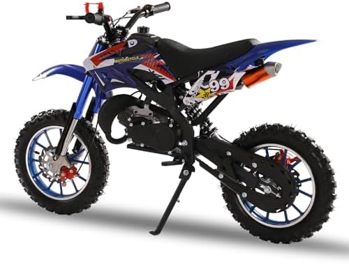 lamphle 50cc Dirt Bike for Adults & Kids, Mini Bike Gas Powered Off Road Trail Bike with Speeds up to 40 MPH for Uphill and Off-Road Conditions, 2-Stroke, Blue, Medium, 14083092