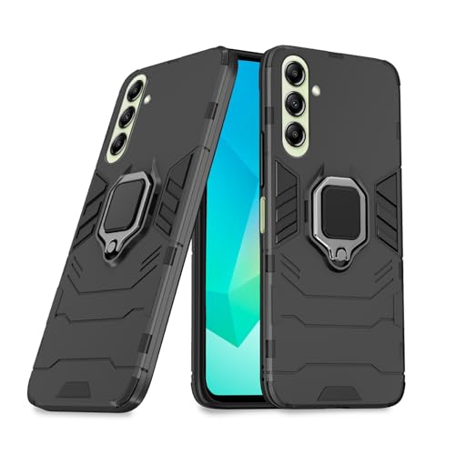 Image of Pikkme Back Cover for Samsung Galaxy A16 5G | 360 Protection Case | Ring Holder Stand D5 Tough Armor Bumper Case (Black)