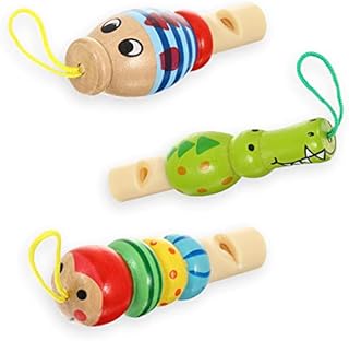 3 PCS Animal Wooden Whistles for Kid Teenagers Child, Cute Adorable Wooden Whistle Music Instrument Developmental Educational Toys for Birthday Gift Party