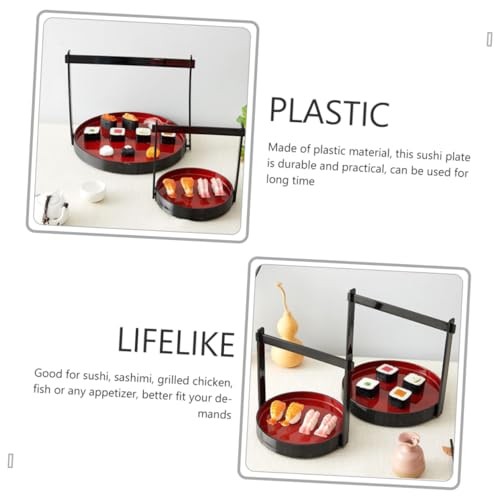 Plato de plástico para sushi con mango estilo japonés miniatura 6