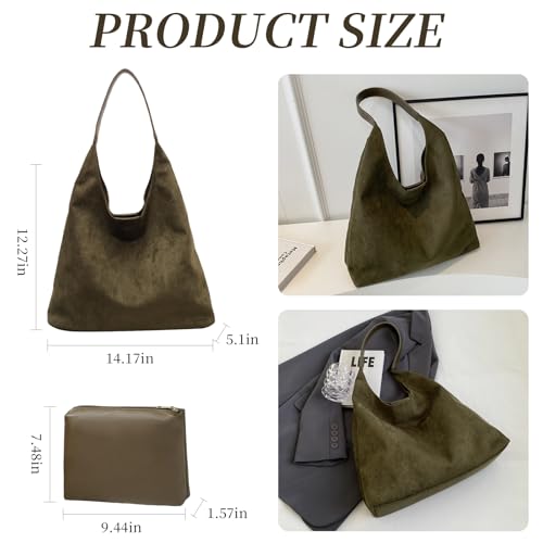 Image of Suede Bag for Women New Suede Tote Bags for Women Retro Slouchy Bag Brown Shoulder Bag Hobo Handbag