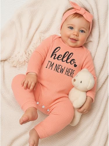 Yvowming Newborn Baby Girl Fall Winter Outfits Clothes Knit Romper Coming Home Outfit for Baby Girl2