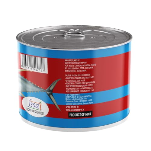 Image of Oceans Secret Tuna Chunks in Sunflower Oil 500gm Pack of 8 Canned Tuna Fish | Balanced Nutrition | Rich Taste | in Oil | Premium Cuts Ready to Eat