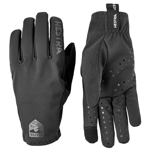 Hestra Runners Gloves Windproof Water-Resistant & Touchscreen-Compatible for Cold Weather Running and Outdoor Training - Black/Black - 8