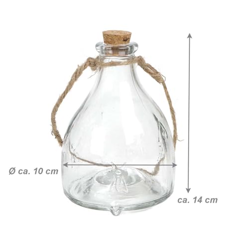 Kinzo Glas Wespenfalle 2er Set mit Aufhänger Befüllbar und Chemiefrei