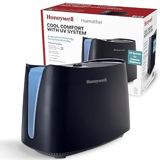 Honeywell Cool Moisture Humidifiers for Bedroom, Medium Rooms, 1.1 Gallon, Invisible Moisture Humidifier for Baby, Kids, Quiet, Easy to Clean, UV Technology, Black, HCM350B